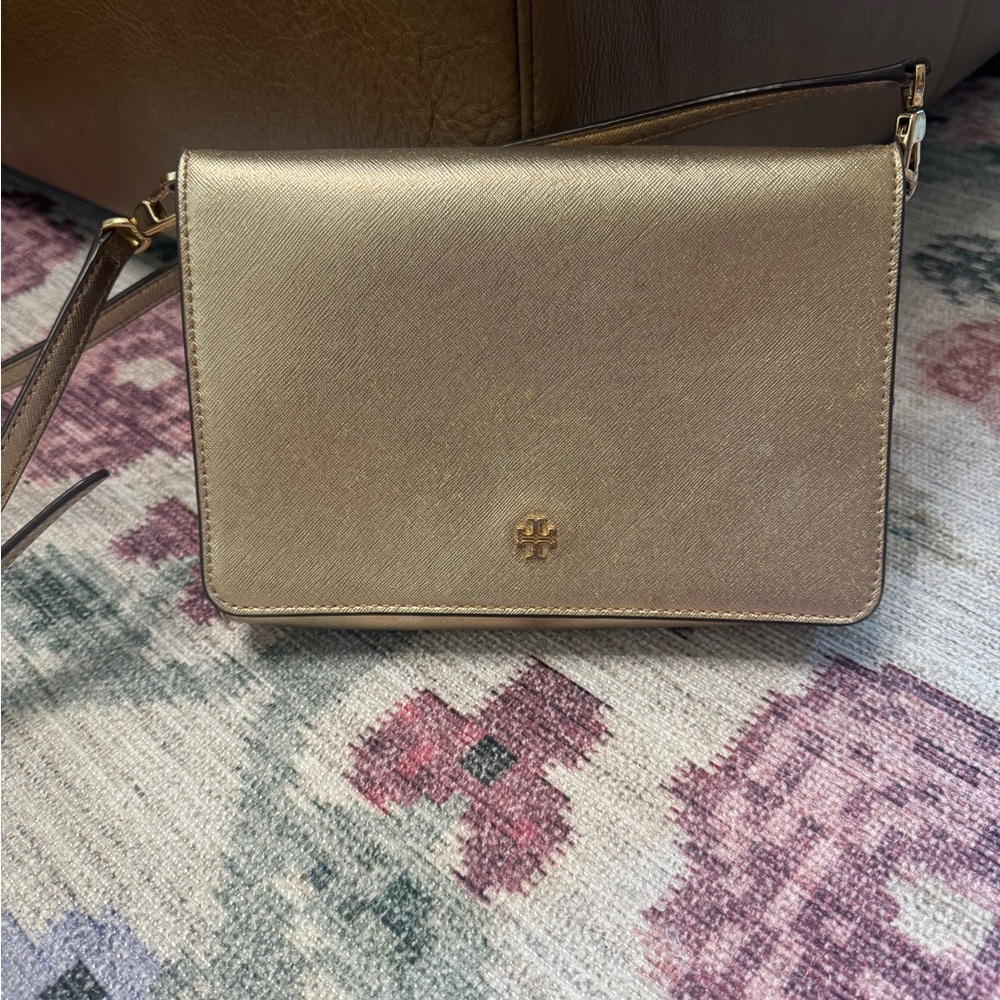 Tory Burch Emerson Combo Cross-Body Bag Rose Gold Adj Strap & Gold Hardware
